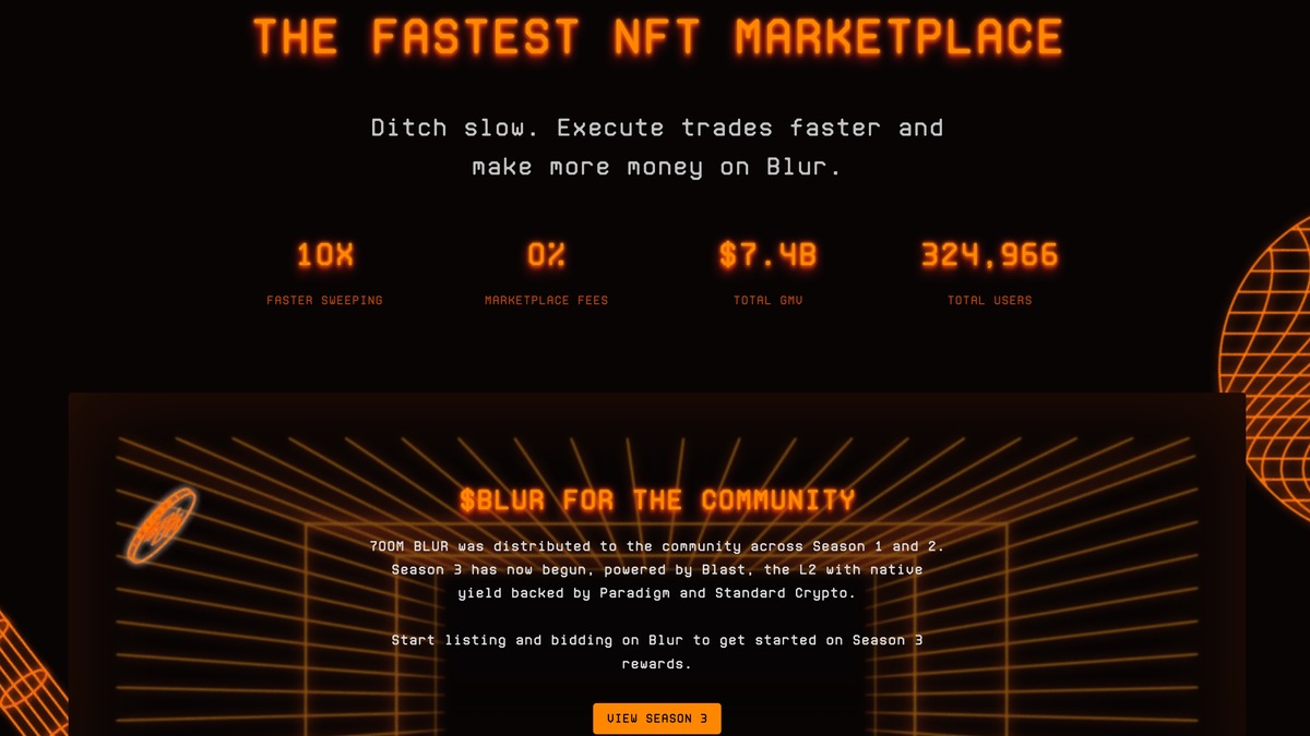 曾为最大以太坊 NFT 市场的 Blur 将关闭，交易量暴跌 99%