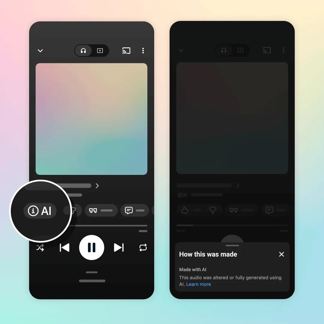 YouTube Music 推出新标签，应对 AI 生成音乐涌入流媒体平台