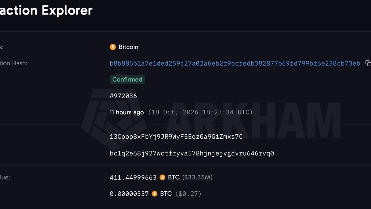 比特币巨鲸转移3400万美元BTC，这些币购于2013年、当时单价131美元